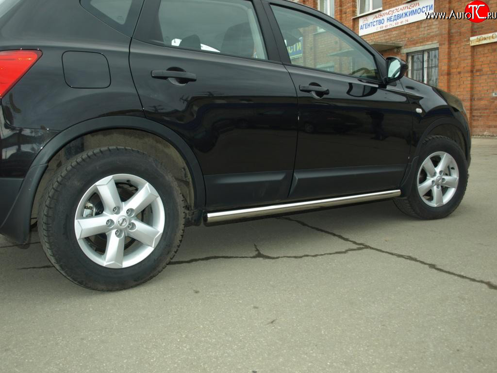 11 299 р. Защита порогов 76 мм Металл Дизайн Nissan Qashqai 1 дорестайлинг (2007-2010)  с доставкой в г. Кемерово