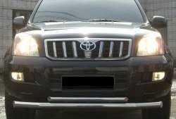 Защита переднего бампера (2 трубыØ76 и 42 мм, нержавейка) SLITKOFF Toyota Land Cruiser Prado  J120 (2002-2009)