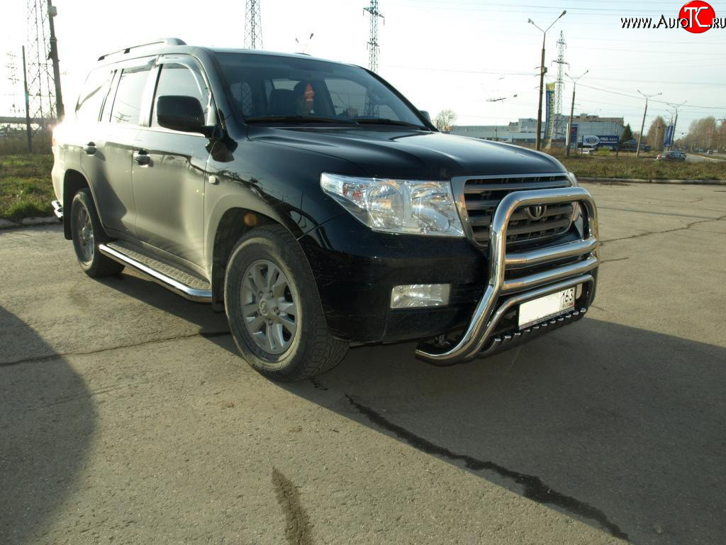 28 999 р. Защита переднего бампера 76/42 мм Металл Дизайн  Toyota Land Cruiser  200 (2007-2012) дорестайлинг  с доставкой в г. Кемерово