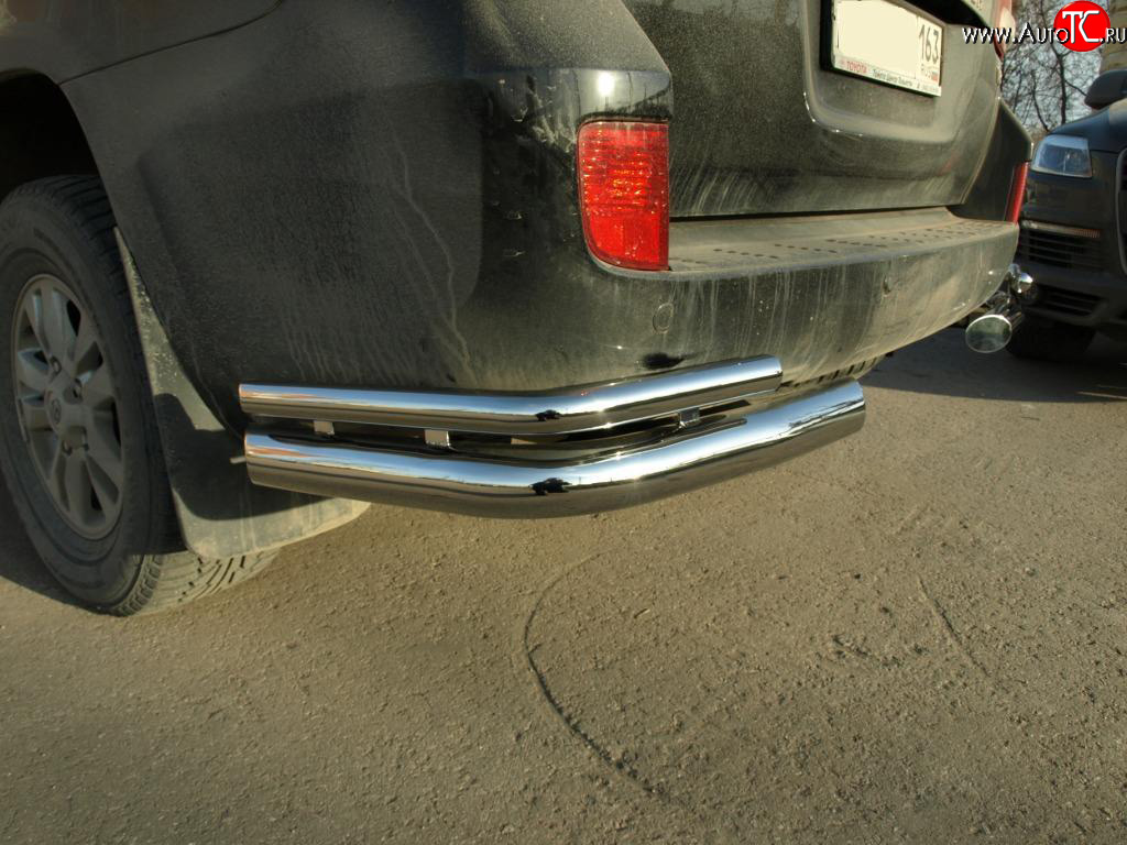 15 449 р. Защита заднего бампера в виде двойных уголков 76/42 мм на  Toyota Land Cruiser  200 (2007-2012) дорестайлинг  с доставкой в г. Кемерово