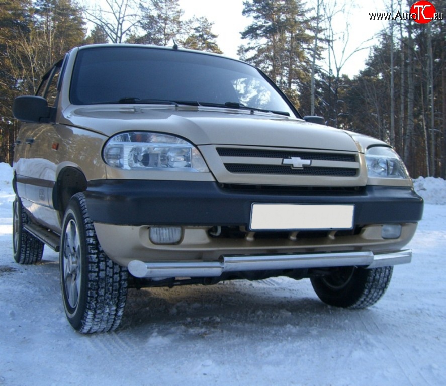 15 849 р. Защита переднего бампера (Ø63 мм ступень, нержавейка) SLITKOFF  Chevrolet Niva  2123 (2002-2008), Лада 2123 (Нива Шевроле) (2002-2008)  с доставкой в г. Кемерово