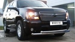 24 999 р. Защита переднего бампера (2 трубыØ76 мм, нержавейка) SLITKOFF  Chevrolet Tahoe  GMT900 (2006-2013) 5 дв.  с доставкой в г. Кемерово. Увеличить фотографию 6