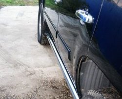 77 999 р. Защита порогов Russtal из круглой трубы диаметром 76 мм (дорестайлинг) Chevrolet Tahoe GMT900 5 дв. (2006-2013) (Защита порогов с со скосами на торцах (вариант 1))  с доставкой в г. Кемерово. Увеличить фотографию 3