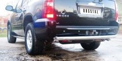 Защита заднего бампера (Ø76 мм, нержавейка) SLITKOFF Chevrolet Tahoe  GMT900 (2006-2013) 5 дв.