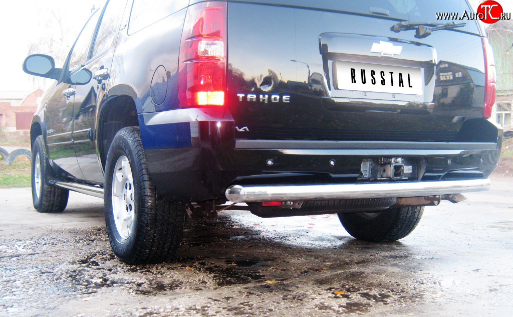 18 449 р. Защита заднего бампера (Ø76 мм, нержавейка) SLITKOFF  Chevrolet Tahoe  GMT900 (2006-2013) 5 дв.  с доставкой в г. Кемерово