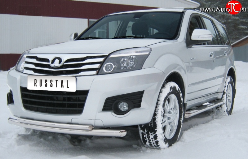 16 999 р. Защита переднего бампера (2 трубыØ63 и 42 мм, нержавейка) SLITKOFF Great Wall Hover H3  дорестайлинг (2010-2014)  с доставкой в г. Кемерово