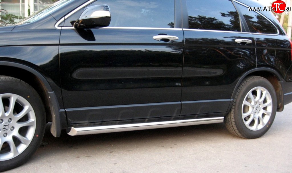 19 999 р. Защита порогов (Ø63 мм, нержавейка) SLITKOFF  Honda CR-V  RE1,RE2,RE3,RE4,RE5,RE7 (2007-2010) дорестайлинг (С скосами на торцах)  с доставкой в г. Кемерово