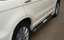 62 999 р. Защита порогов Russtal из трубы d76 мм с пластиковыми вставками для ног Honda CR-V RE1,RE2,RE3,RE4,RE5,RE7 рестайлинг (2009-2012) (Защита порогов с со скосами на торцах (вариант 1))  с доставкой в г. Кемерово. Увеличить фотографию 2