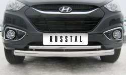 19 499 р. Защита переднего бампера (2 трубыØ76 и 42 мм, нержавейка) SLITKOFF  Hyundai IX35  LM (2009-2018) дорестайлинг, рестайлинг  с доставкой в г. Кемерово. Увеличить фотографию 2