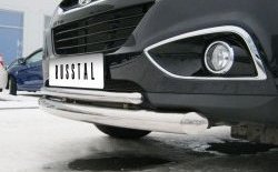 19 499 р. Защита переднего бампера (2 трубыØ76 и 42 мм, нержавейка) SLITKOFF  Hyundai IX35  LM (2009-2018) дорестайлинг, рестайлинг  с доставкой в г. Кемерово. Увеличить фотографию 3