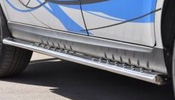Защита порогов Russtal из овальной трубы с проступью Hyundai Santa Fe CM рестайлинг (2009-2012)