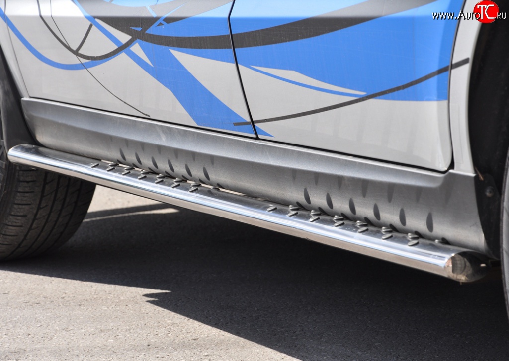 16 649 р. Защита порогов Russtal из овальной трубы с проступью Hyundai Santa Fe CM рестайлинг (2009-2012)  с доставкой в г. Кемерово