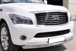 17 299 р. Защита переднего бампера (2 трубыØ76 и 42 мм, нержавейка) SLITKOFF  INFINITI QX56  Z62 (2010-2013)  с доставкой в г. Кемерово. Увеличить фотографию 1