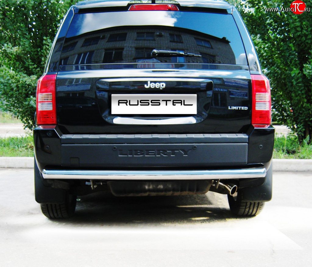 10 549 р. Защита заднего бампера (Ø63 мм, нержавейка) Russtal Jeep Liberty KJ дорестайлинг (2001-2004)  с доставкой в г. Кемерово