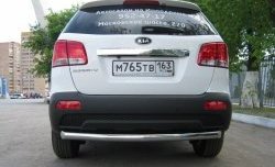 Защита заднего бампера (Ø76 мм, нержавейка) SLITKOFF KIA Sorento XM дорестайлинг (2009-2012)