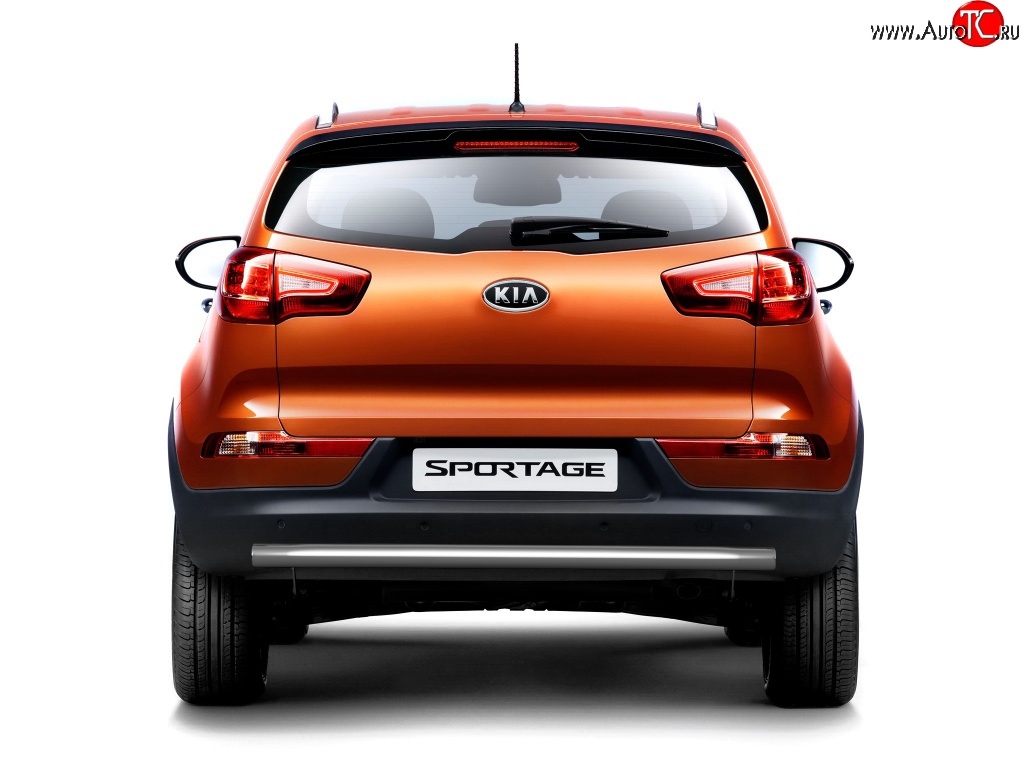 4 099 р. Короткая защита заднего бампера Petroil-Tuning 63 мм  KIA Sportage  3 SL (2010-2016) дорестайлинг, рестайлинг (Нержавеющая полированная сталь)  с доставкой в г. Кемерово