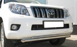 21 649 р. Защита переднего бампера (2 трубыØ76 и 42 мм, нержавейка) SLITKOFF  Toyota Land Cruiser Prado  J150 (2009-2013) дорестайлинг  с доставкой в г. Кемерово. Увеличить фотографию 1