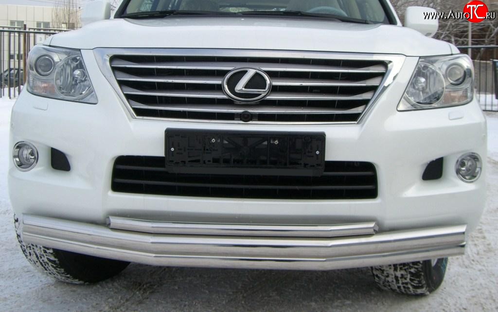 26 399 р. Тройная защита переднего бампера SLITKOFF 70 мм  Lexus LX570  J200 (2007-2012) дорестайлинг  с доставкой в г. Кемерово