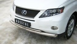 14 299 р. Защита переднего бампера (2 трубыØ76 и 42 мм, нержавейка) SLITKOFF Lexus RX450H AL10 дорестайлинг (2009-2012)  с доставкой в г. Кемерово. Увеличить фотографию 2