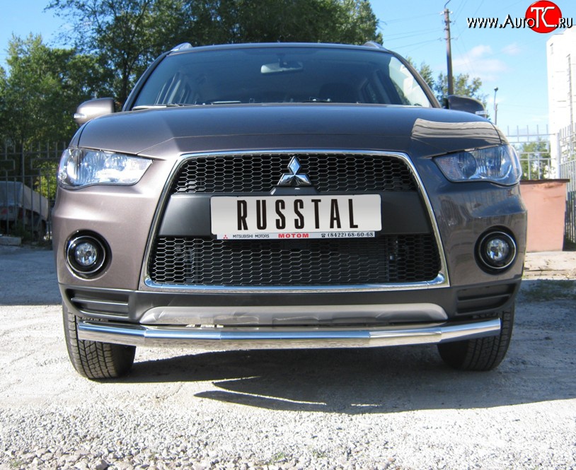 16 399 р. Одинарная защита переднего бампера SLITKOFF диаметром 76 мм  Mitsubishi Outlander  XL (2010-2013) (CW)  рестайлинг  с доставкой в г. Кемерово