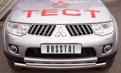 21 799 р. Защита переднего бампера (2 трубыØ76 и 63 мм, нержавейка) SLITKOFF Mitsubishi Pajero Sport PB дорестайлинг (2008-2013)  с доставкой в г. Кемерово. Увеличить фотографию 2