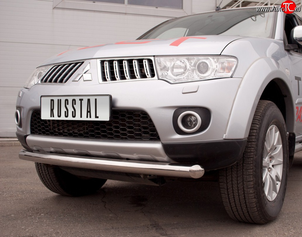 17 699 р. Одинарная защита переднего бампера SLITKOFF диаметром 76 мм Mitsubishi Pajero Sport PB дорестайлинг (2008-2013)  с доставкой в г. Кемерово