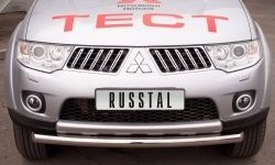17 699 р. Одинарная защита переднего бампера SLITKOFF диаметром 76 мм Mitsubishi Pajero Sport PB дорестайлинг (2008-2013)  с доставкой в г. Кемерово. Увеличить фотографию 2