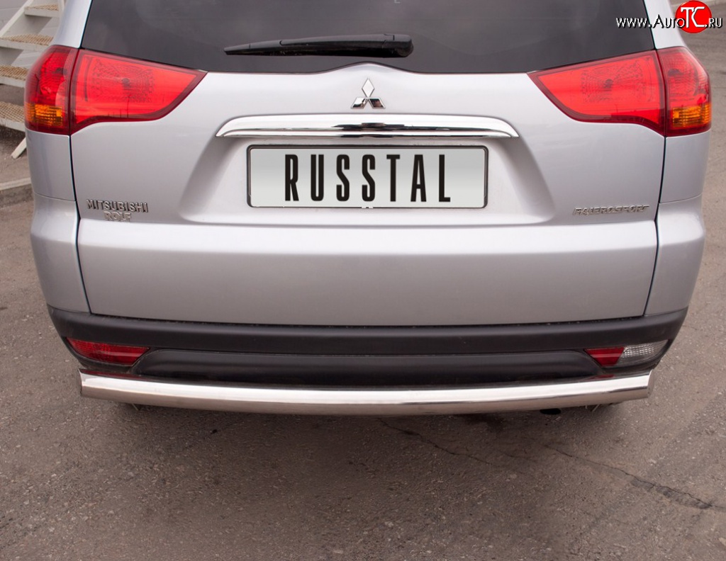 16 899 р. Защита заднего бампера (Ø76 мм, нержавейка) SLITKOFF  Mitsubishi Pajero Sport  PB (2008-2013) дорестайлинг  с доставкой в г. Кемерово