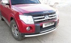 20 599 р. Защита переднего бампера (2 трубыØ76 и 42 мм, нержавейка) SLITKOFF  Mitsubishi Pajero ( 4 V90,  4 V80) (2006-2011) дорестайлинг, дорестайлинг  с доставкой в г. Кемерово. Увеличить фотографию 2