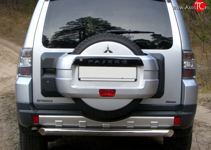 13 999 р. Защита заднего бампера (Ø76 мм, нержавейка) SLITKOFF  Mitsubishi Pajero  4 V90 (2006-2011) дорестайлинг  с доставкой в г. Кемерово