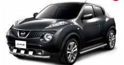 Одинарная защита переднего бампера Petroil-Tuning 63 мм с зубьями Nissan Juke  1 YF15 (2010-2014) дорестайлинг (Нержавеющая полированная сталь)