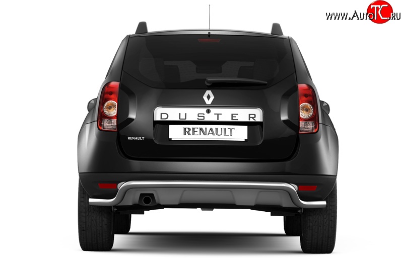 4 599 р. Защита Petroil Tuning заднего бампера диаметром 51 мм с изгибом под факоп  Renault Duster  HS (2010-2015) дорестайлинг (Нержавеющая полированная сталь)  с доставкой в г. Кемерово