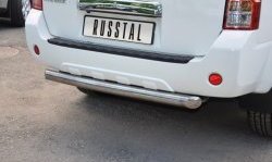 Защита заднего бампера (Ø76 мм, нержавейка) SLITKOFF Nissan Pathfinder  R51 (2009-2014) рестайлинг