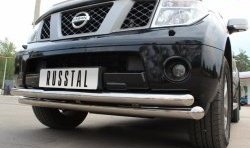 20 399 р. Защита переднего бампера (2 трубыØ76 и 63 мм, нержавейка) SLITKOFF Nissan Pathfinder R51 дорестайлинг (2004-2007)  с доставкой в г. Кемерово. Увеличить фотографию 2