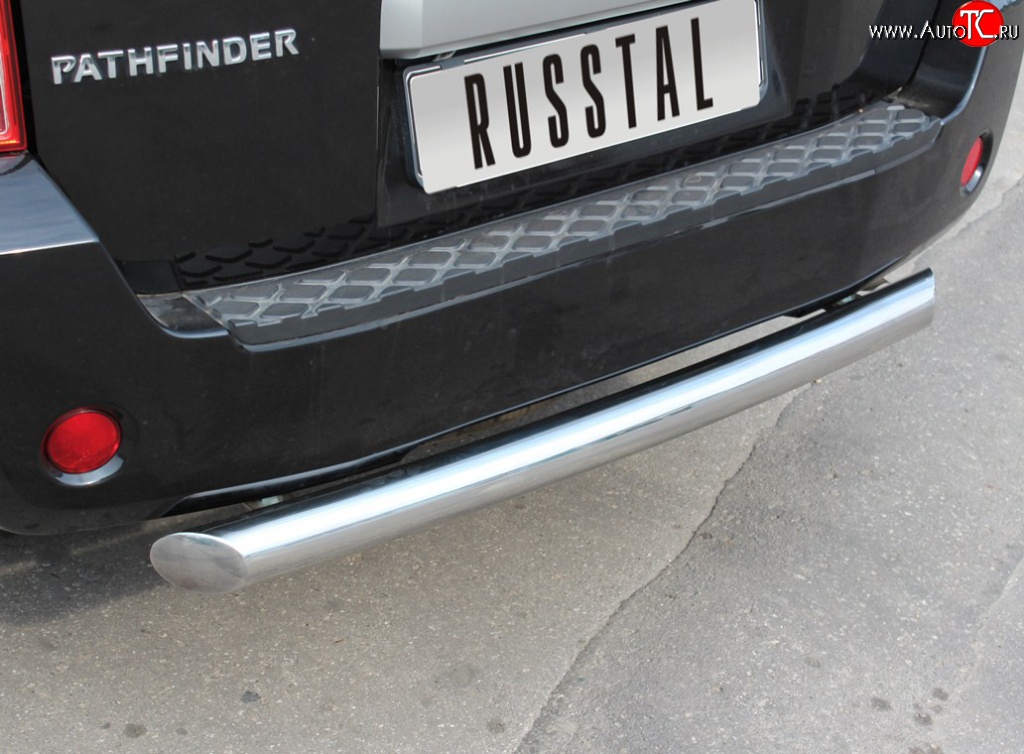 18 299 р. Защита заднего бампера (Ø76 мм, нержавейка) SLITKOFF  Nissan Pathfinder  R51 (2004-2007) дорестайлинг  с доставкой в г. Кемерово