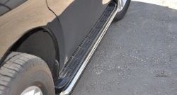 9 999 р. Защита порогов Russtal из круглой трубы диаметром 42 мм Nissan Patrol 6 Y62 дорестайлинг (2010-2014) (Защита порогов с со скосами на торцах (вариант 1))  с доставкой в г. Кемерово. Увеличить фотографию 2