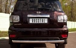 Защита заднего бампера (Ø76 мм, нержавейка) SLITKOFF Nissan Patrol  6 (2010-2014) Y62 дорестайлинг