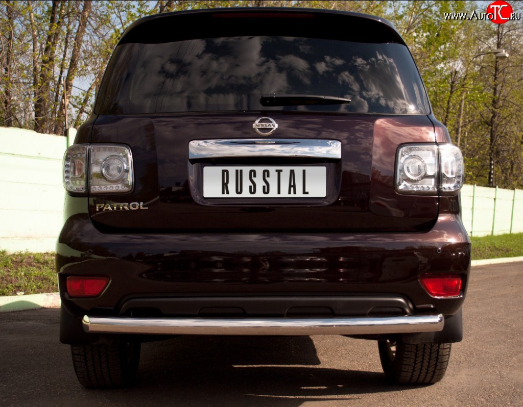 15 249 р. Защита заднего бампера (Ø76 мм, нержавейка) SLITKOFF  Nissan Patrol  6 (2010-2014) Y62 дорестайлинг  с доставкой в г. Кемерово