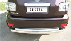 Защита заднего бампера (Ø76 мм, нержавейка) SLITKOFF Nissan Patrol  6 (2010-2014) Y62 дорестайлинг