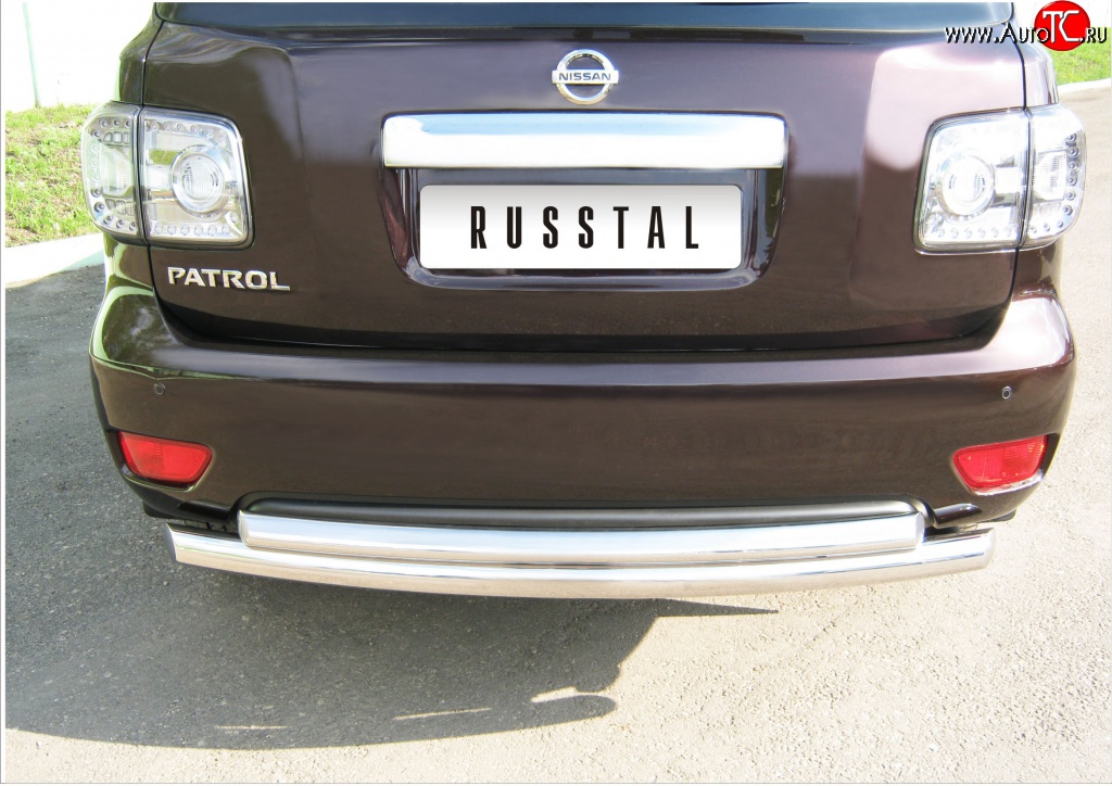 19 549 р. Защита заднего бампера (Ø76 мм, нержавейка) SLITKOFF  Nissan Patrol  6 (2010-2014) Y62 дорестайлинг  с доставкой в г. Кемерово