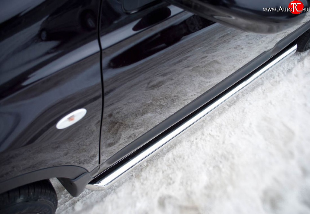 70 999 р. Защита порогов Russtal из трубы d63 мм с пластиковыми вставками для ног Nissan Qashqai 1 J10 рестайлинг (2010-2013) (Защита порогов с со скосами на торцах (вариант 1))  с доставкой в г. Кемерово