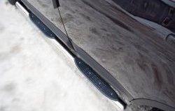 14 449 р. Защита порогов Russtal из трубы d76 мм с пластиковыми вставками для ног Nissan Qashqai +2 1 J10 дорестайлинг (2008-2010) (Защита порогов с со скосами на торцах (вариант 1))  с доставкой в г. Кемерово. Увеличить фотографию 8