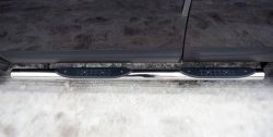14 449 р. Защита порогов Russtal из трубы d76 мм с пластиковыми вставками для ног Nissan Qashqai +2 1 J10 дорестайлинг (2008-2010) (Защита порогов с со скосами на торцах (вариант 1))  с доставкой в г. Кемерово. Увеличить фотографию 9