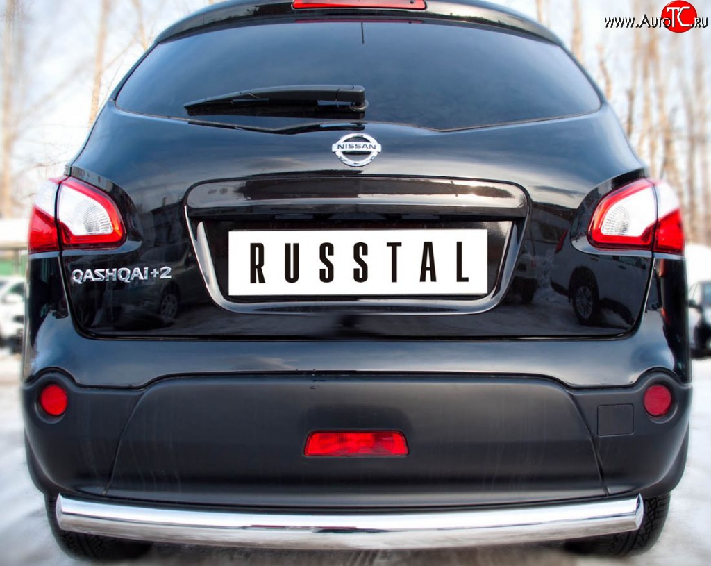 14 499 р. Защита заднего бампера (Ø76 мм, нержавейка) SLITKOFF  Nissan Qashqai +2  1 (2008-2010) J10 дорестайлинг  с доставкой в г. Кемерово