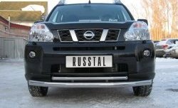 17 399 р. Защита переднего бампера (2 трубыØ63 и 42 мм, нержавейка) SLITKOFF  Nissan X-trail  1 T30 (2000-2003) дорестайлинг  с доставкой в г. Кемерово. Увеличить фотографию 1