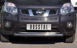 16 599 р. Защита переднего бампера (2 трубыØ76 и 42 мм, нержавейка) SLITKOFF  Nissan X-trail  2 T31 (2010-2015) рестайлинг  с доставкой в г. Кемерово. Увеличить фотографию 1