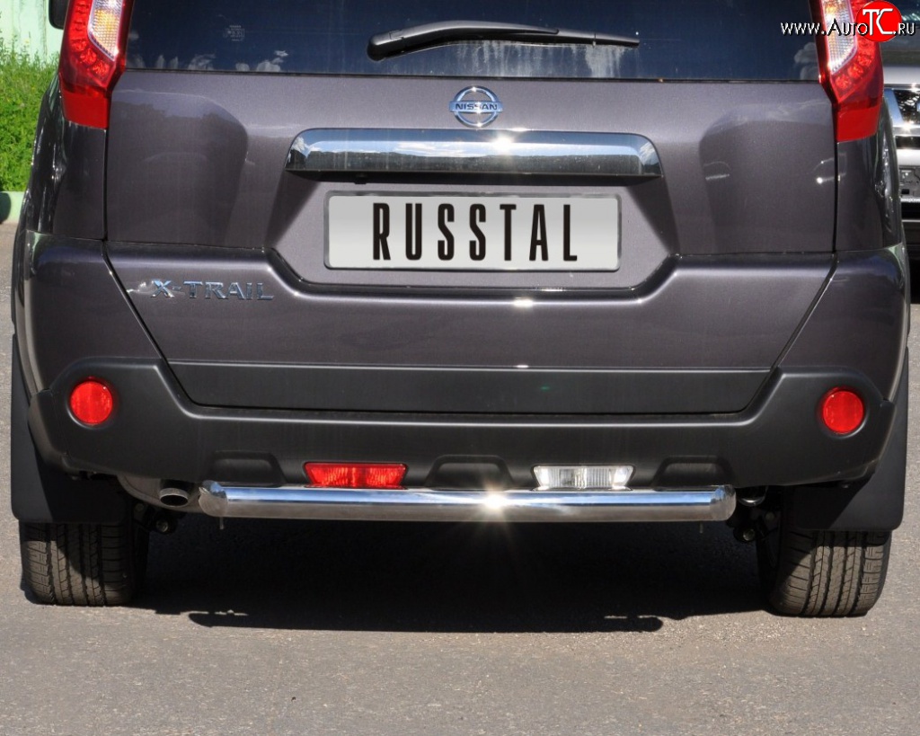 8 799 р. Защита заднего бампера (Ø76 мм, нержавейка) Russtal Nissan X-trail 2 T31 рестайлинг (2010-2015)  с доставкой в г. Кемерово