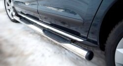 14 449 р. Защита порогов Russtal из трубы d76 мм с пластиковыми вставками для ног Peugeot 3008 рестайлинг (2013-2017) (Защита порогов с со скосами на торцах (вариант 1))  с доставкой в г. Кемерово. Увеличить фотографию 3