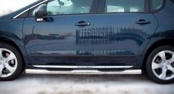 14 449 р. Защита порогов Russtal из трубы d76 мм с пластиковыми вставками для ног Peugeot 3008 рестайлинг (2013-2017) (Защита порогов с со скосами на торцах (вариант 1))  с доставкой в г. Кемерово. Увеличить фотографию 5
