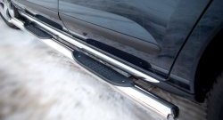 14 449 р. Защита порогов Russtal из трубы d76 мм с пластиковыми вставками для ног Peugeot 3008 рестайлинг (2013-2017) (Защита порогов с со скосами на торцах (вариант 1))  с доставкой в г. Кемерово. Увеличить фотографию 6
